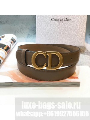 Dior Leather 3cm Belt with CD Buckle Khaki 006 2019 Collection