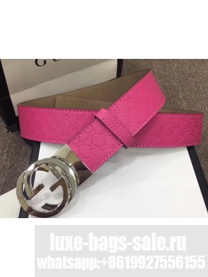 Gucci Width 4cm Signature Leather Belt Fuchsia with Interlocking G Buckle