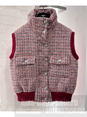 Chanel Women's Woolen Down Vest Pink