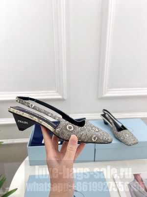 Prada Lizard Calfskin Slingbacks Sandals 07
