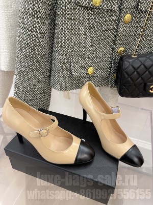 Chanel Heel 85mm Mary Janes Pumps Beige Spring 2022 Collection
