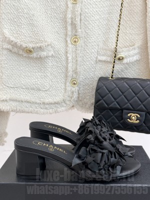 Chanel Mules 5cm Kidskin & Strass Black