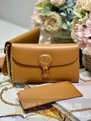 DIOR BOBBY EAST-WEST POUCH WITH CHAIN Smooth Calfskin S5703UBP BROWN