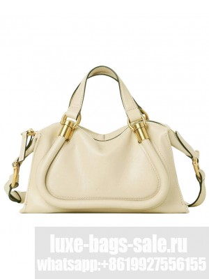 Chloe Small Paraty 24 Bag In Shiny Leather Cream