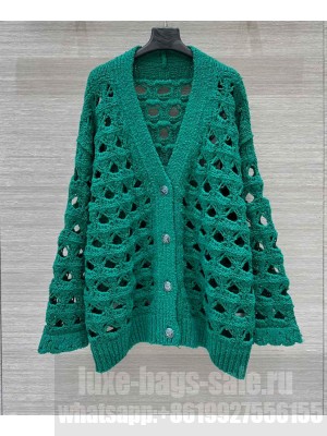 Chanel Women's Openwork Woven Cardigan Green