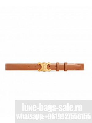 Celine Medium 25mm Triomphe Belt In Taurillon Leather Coffee