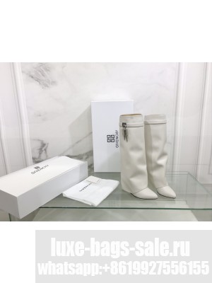 GIVENCHY SHARK LOCK PANT BOOTS IN CALFSKIN LEATHER 2022 WHITE