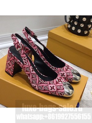 Louis Vuitton Since 1854 Louise Jacquard Slingback Pumps Burgundy 2021 Collection