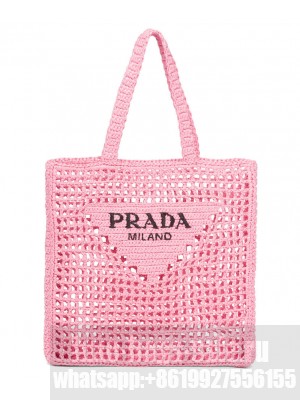 Prada Raffia Tote Bag 1BG393 Pink