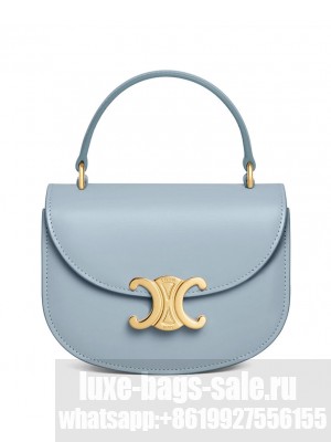 Celine Mini Besace Clea In Shiny Calfskin Blue