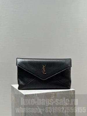 SAINT LAUREN CASSANDRE LARGE ENVELOPE POUCH IN LAMBSKIN 778181 BLACK
