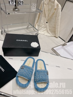 Chanel Cord Flat Slide Sandals 2023SS Black