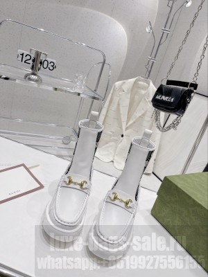 Gucci GG Jersey Ankle Boot with Horsebit White