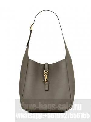 Saint Laurent Le 5 A 7 Supple Small In Grained Leather Green