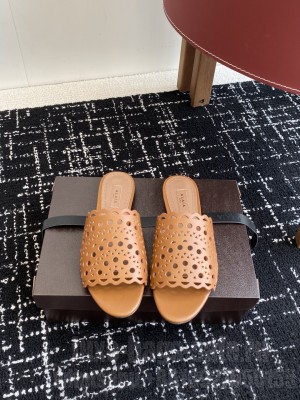 Alaïa IN VIENNE LAMBSKIN SLIDES BROWN