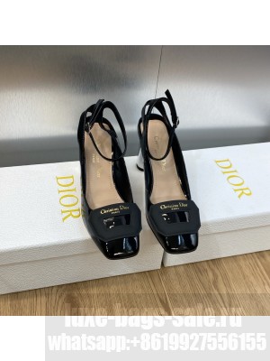 Dior Day Pumps in Patent Leather with Silver Heel 8.5cm Black 2023