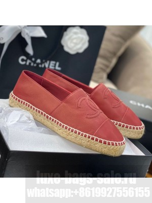 Chanel CC Shiny Lambskin Espadrilles Red Spring/Summer 2021 Collection 51