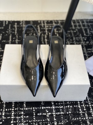 TOTEME Classic patent slingbacks black
