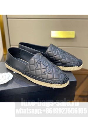Chanel CC Quilted Lambskin Espadrilles Black Spring/Summer 2021 Collection 44