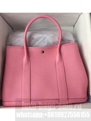 Hermes Leather Garden Party Medium Bag In Pink