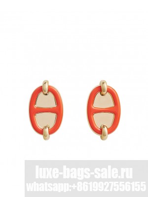 Hermes Mini Maillon Earrings Orange
