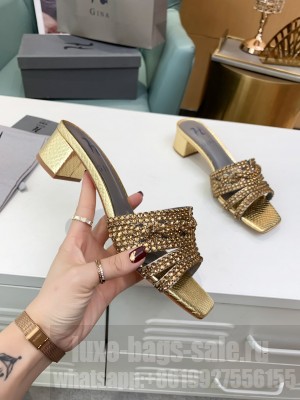 GINA UTAH 55mm In Pearl Croc Gold 2021 Collection