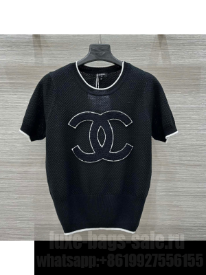 Chanel Knit Top with Maxi CC Black 2025