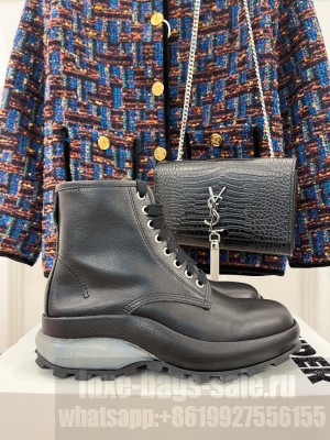 Jil sander Unisex 5cm High-top leather Lace up boots Black