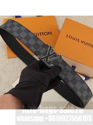 Louis Vuitton LV Initials Damier Cobalt Canvas Reversible Belt 40mm with LV Buckle 2019 Collection
