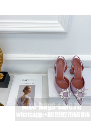 AMINA MUADDI HEEL 6.5CM BEGUM SLINGBACK PUMPS SATIN LIGHT PURPLE 015 2021 Collection