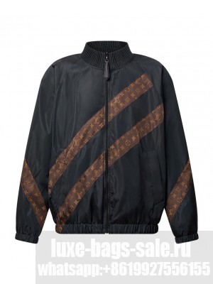 Louis Vuitton Women's Monogram Stripe Zip-Up Jacket Black