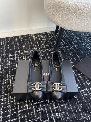 Chanel Lambskin Strass & Metal Black G46022 MARY JANES Flat 2025