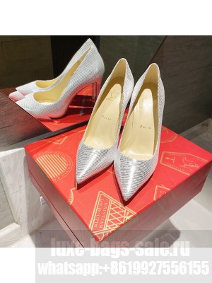 Christian Louboutin Lizard Embossed Pumps Silver 2021 Collection
