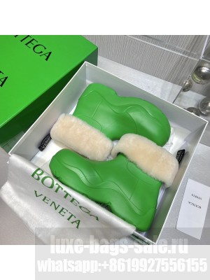 Bottega Veneta PUDDLE Biodegradable rubber Shearling Rain boots Fall/Winter 2021 Collection, Green