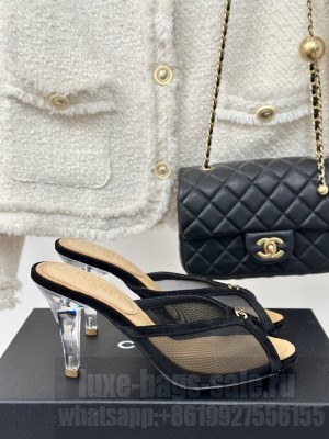 Chanel 7cm Mesh Mule Black