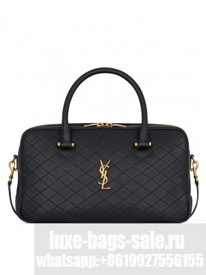 Saint Laurent Lyia Duffle In Quilted Lambskin Black