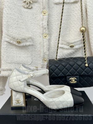 Chanel Women's Quilted Lambskin Mary Janes Pumps G45235 White 2024