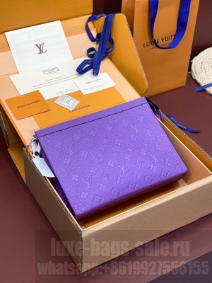 Louis Vuitton Pochette Voyage Monogram embossed cowhide leather MM M61692 Purple