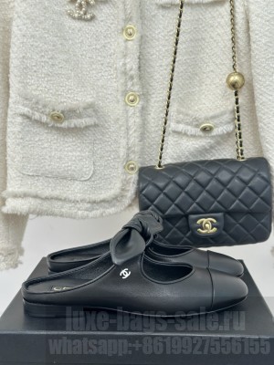 Chanel Lambskin Mary Janes slide Flats G46149 2025 Black