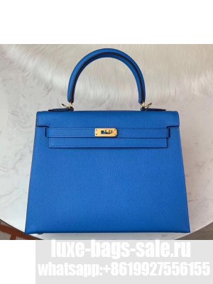 Hermes Kelly 25cm Bag in Original Epsom Leather Light Blue