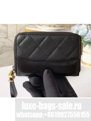 Chanel Aged Calfskin Gabrielle Zipped Coin Purse A84404 Black