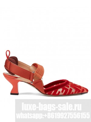 Fendi Women's Mesh High-Heel Slingbacks Red