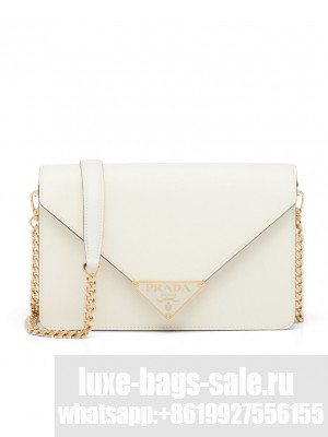 Prada Saffiano Leather Shoulder Bag White