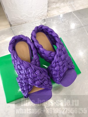 Botteg Veneta Oversized criss-cross straps Squared toe with rounded edges Slide-on Sandals 2020 Fall Purple