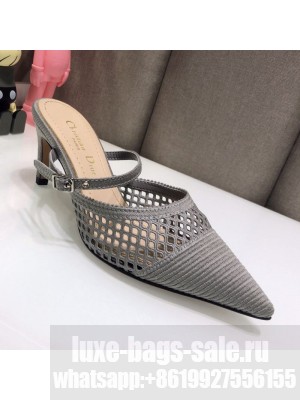 Dior D-Choc Heel Mules in Grey Mesh Embroidery Spring/Summer 2021 Collection