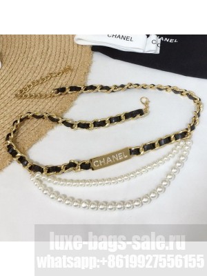 Chanel Chain Pearl Belt Black/White/Gold  2021 Collection