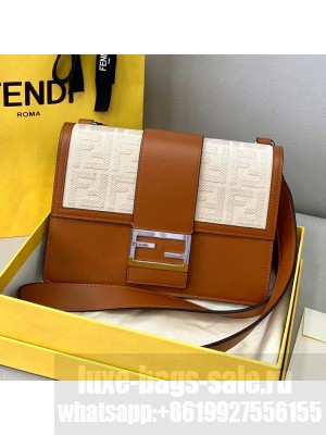 Fendi Men's Flat Baguette Bag Brown Leather  2021 Collection