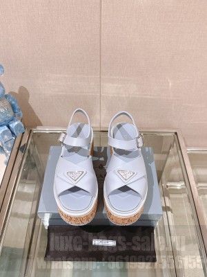 Prada Cork Platform Sandals Light Blue