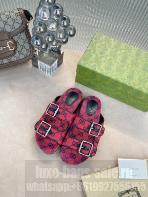 GUCCI Women's Multicolor slide sandal Canvas Red 2021 Collection