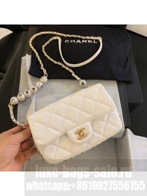 Chanel MINI CLASSIC HANDBAG Lambskin AS1436 white